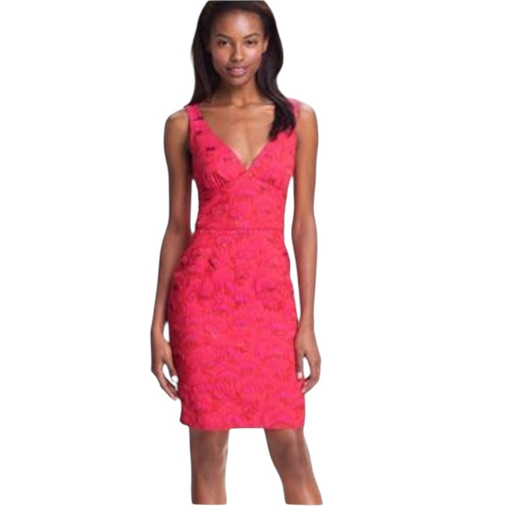 Trina Turk Elegant Red Sleeveless Jacquard Dress